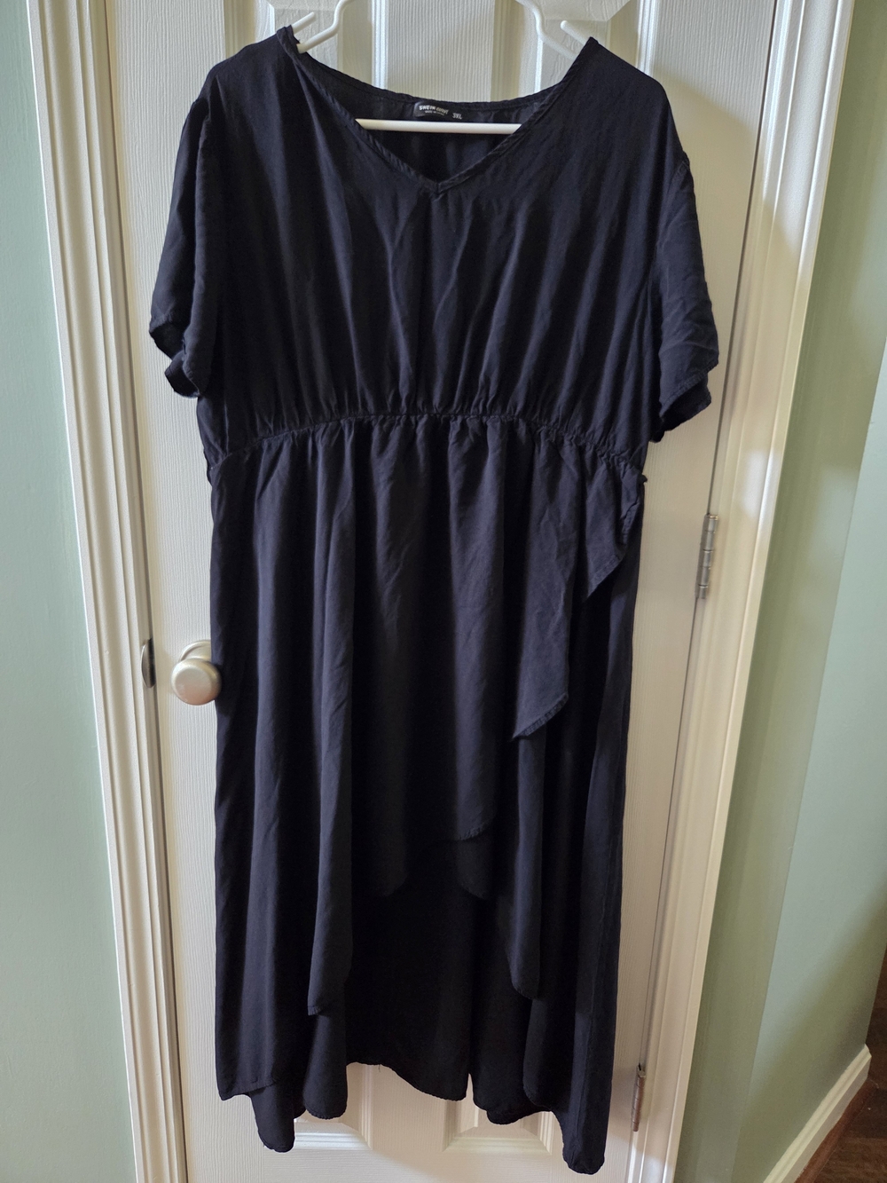 SHEIN Black High-Low V-Neck Dress